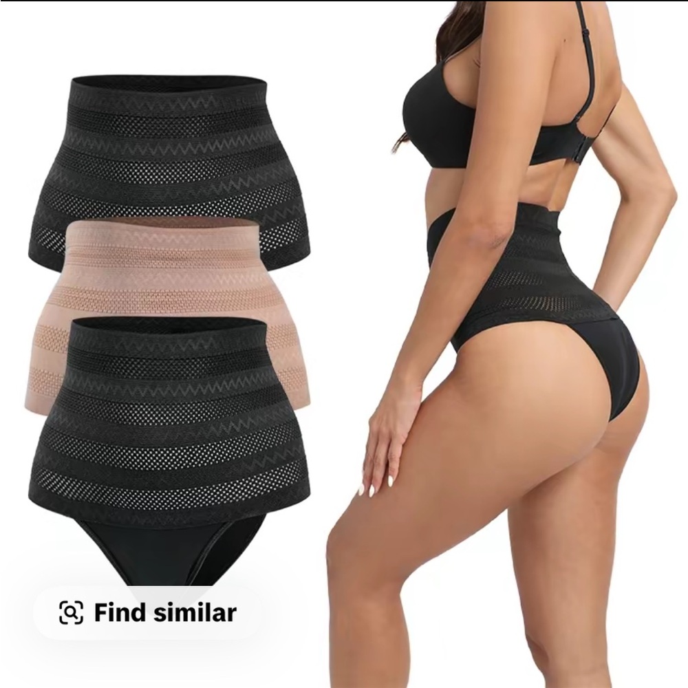 High-Waisted Black and Tan Shapewear Briefs